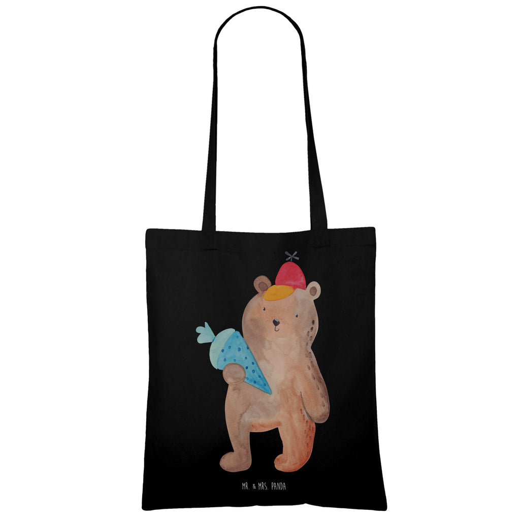 Tragetasche Bär mit Schultüte Beuteltasche, Beutel, Einkaufstasche, Jutebeutel, Stoffbeutel, Tasche, Shopper, Umhängetasche, Strandtasche, Schultertasche, Stofftasche, Tragetasche, Badetasche, Jutetasche, Einkaufstüte, Laptoptasche, Bär, Teddy, Teddybär, Bär Motiv, Schultüte, Erster Schultag Geschenk, Einschulung Geschenk, Schule Geschenk, Grundschule, Schulanfang, Schulbeginn