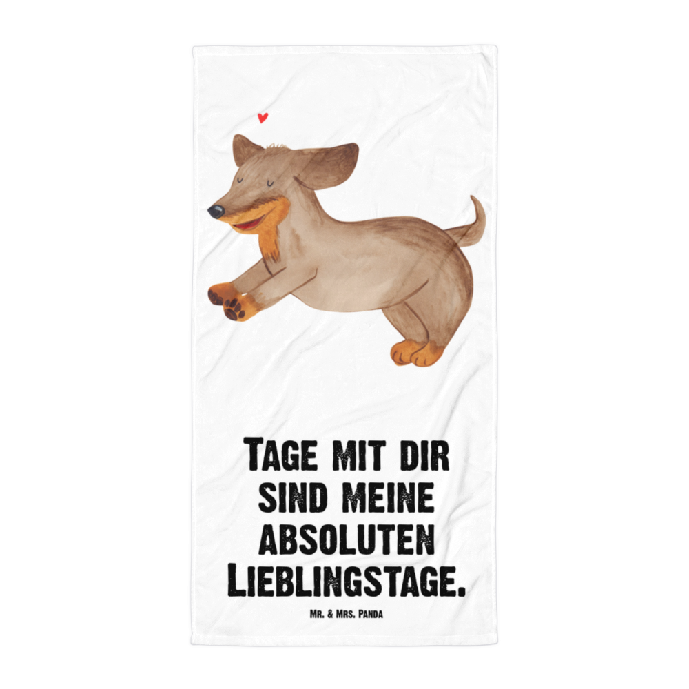 XL Badehandtuch Hund Dackel Handtuch, Badetuch, Duschtuch, Strandtuch, Saunatuch, Hund, Hundemotiv, Haustier, Hunderasse, Tierliebhaber, Hundebesitzer, Sprüche, Hunde, Dackel, Dachshund, happy dog