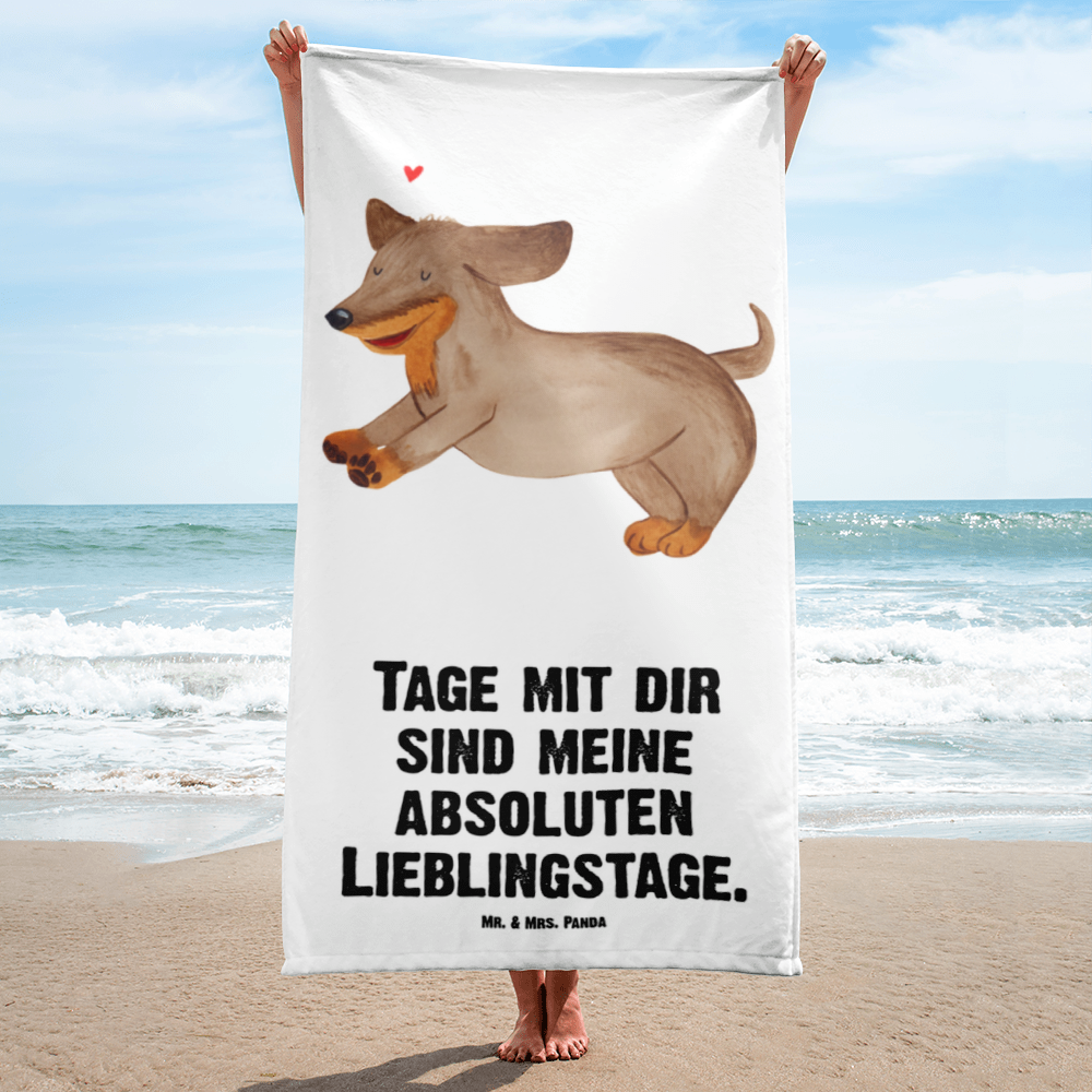 XL Badehandtuch Hund Dackel Handtuch, Badetuch, Duschtuch, Strandtuch, Saunatuch, Hund, Hundemotiv, Haustier, Hunderasse, Tierliebhaber, Hundebesitzer, Sprüche, Hunde, Dackel, Dachshund, happy dog