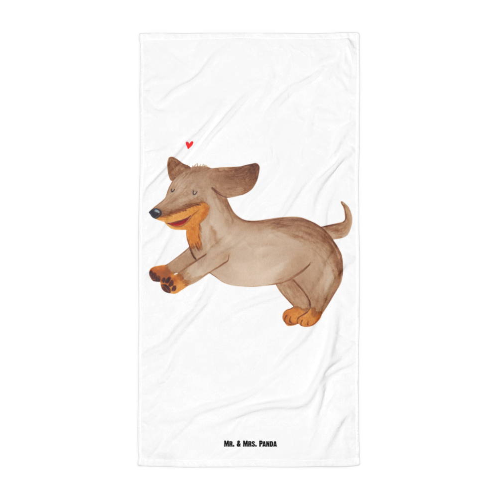 XL Badehandtuch Hund Dackel Handtuch, Badetuch, Duschtuch, Strandtuch, Saunatuch, Hund, Hundemotiv, Haustier, Hunderasse, Tierliebhaber, Hundebesitzer, Sprüche, Hunde, Dackel, Dachshund, happy dog