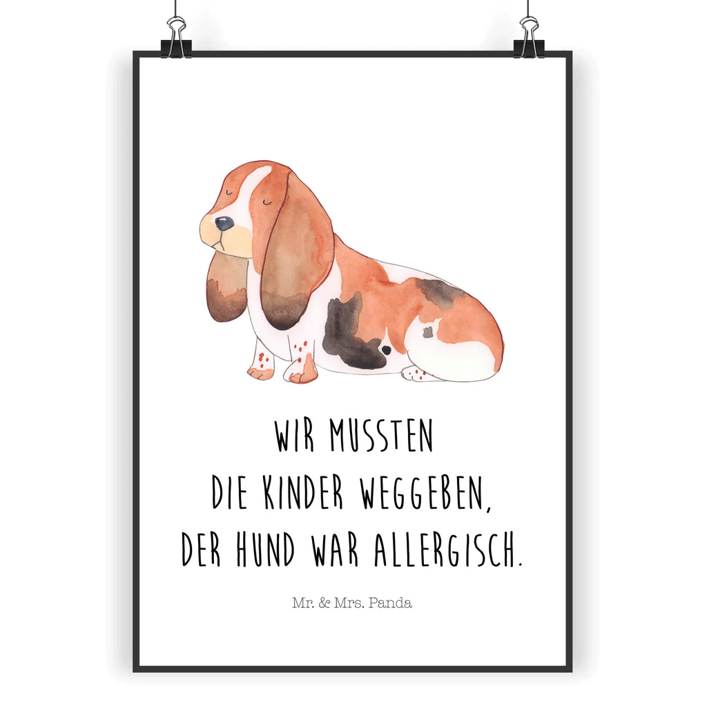 Poster Hund Basset Hound Poster, Wandposter, Bild, Wanddeko, Küchenposter, Kinderposter, Wanddeko Bild, Raumdekoration, Wanddekoration, Handgemaltes Poster, Mr. & Mrs. Panda Poster, Designposter, Kunstdruck, Posterdruck, Hund, Hundemotiv, Haustier, Hunderasse, Tierliebhaber, Hundebesitzer, Sprüche, Basset Hound, Basset, Hundeliebe, kinderlos