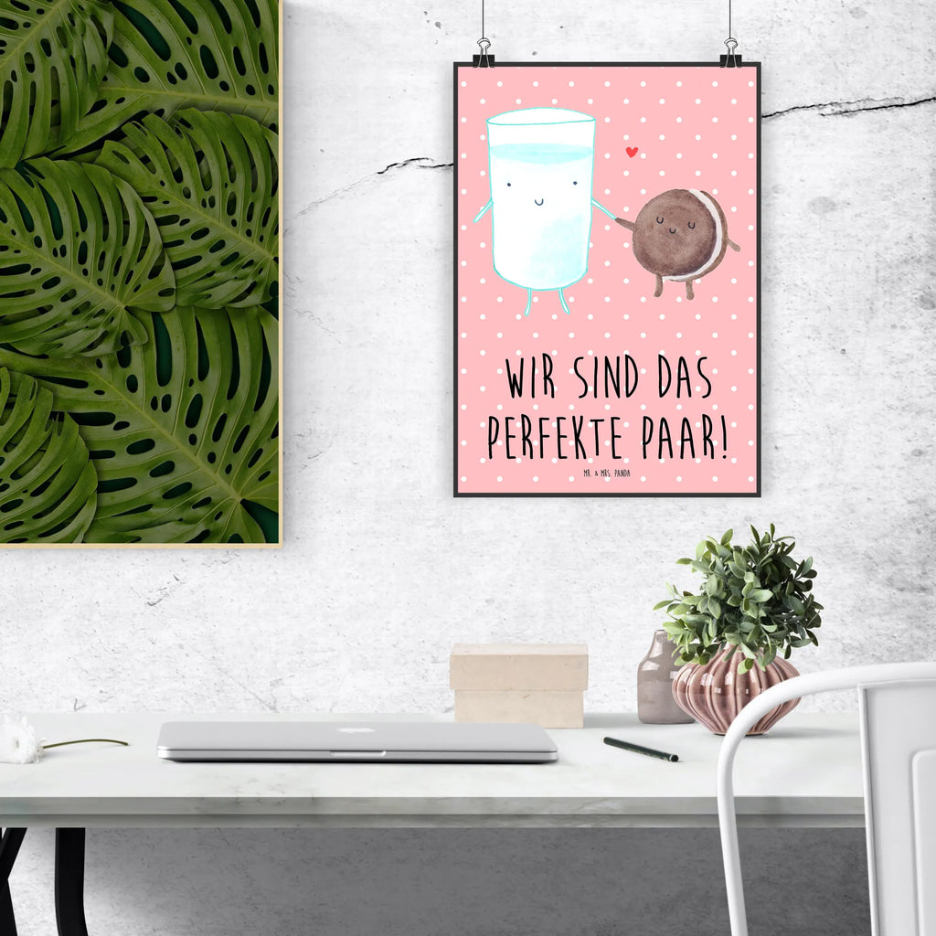 Poster Milch Keks Poster, Wandposter, Bild, Wanddeko, Küchenposter, Kinderposter, Wanddeko Bild, Raumdekoration, Wanddekoration, Handgemaltes Poster, Mr. & Mrs. Panda Poster, Designposter, Kunstdruck, Posterdruck, Tiermotive, Gute Laune, lustige Sprüche, Tiere, Milk, Cookie, Milch, Keks, Kekse, Kaffee, Einladung Frühstück, Motiv süß, romantisch, perfektes Paar