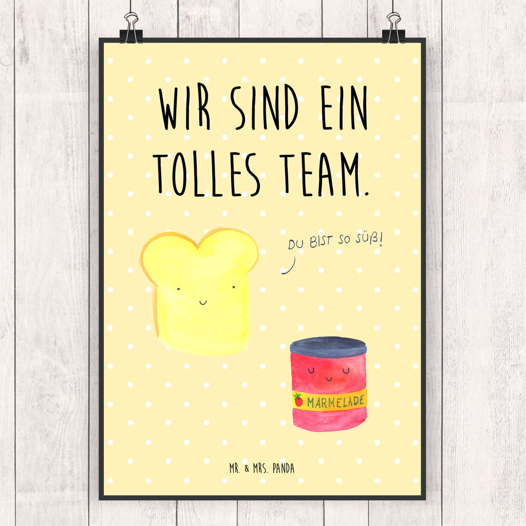 Poster Toast Marmelade Poster, Wandposter, Bild, Wanddeko, Küchenposter, Kinderposter, Wanddeko Bild, Raumdekoration, Wanddekoration, Handgemaltes Poster, Mr. & Mrs. Panda Poster, Designposter, Kunstdruck, Posterdruck, Tiermotive, Gute Laune, lustige Sprüche, Tiere, Toast, Marmelade, Dreamteam, süße Postkarte, süß, Küche Deko, Küche Spruch, Frühstück Einladung, Brot, Toastbrot