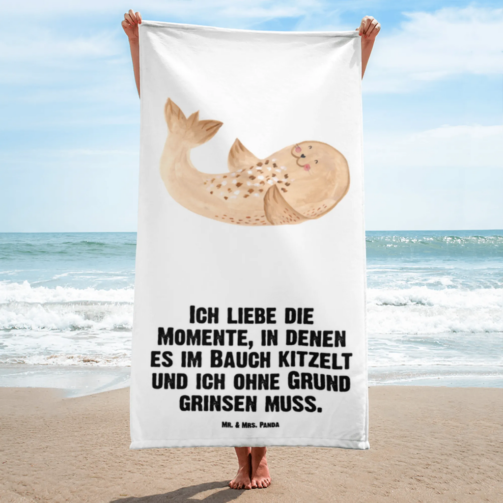 XL Badehandtuch Robbe Liegen Handtuch, Badetuch, Duschtuch, Strandtuch, Saunatuch, Tiermotive, Gute Laune, lustige Sprüche, Tiere, Robbe, Robben, Seehund, Strand, Meerestier, Ostsee, Nordsee, Lachen, Freude