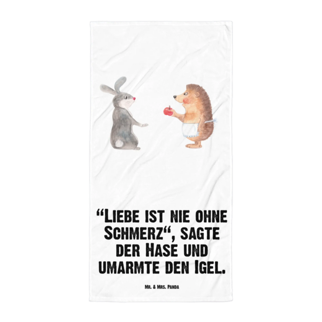 XL Badehandtuch Liebe ist nie ohne Schmerz Handtuch, Badetuch, Duschtuch, Strandtuch, Saunatuch, Tiermotive, Gute Laune, lustige Sprüche, Tiere, Igel und Hase, Igel, Hase, Liebe Spruch, Liebeskummer Geschenk, Herzschmerz, Trösten, Trennungsschmerz, Spruch romantisch