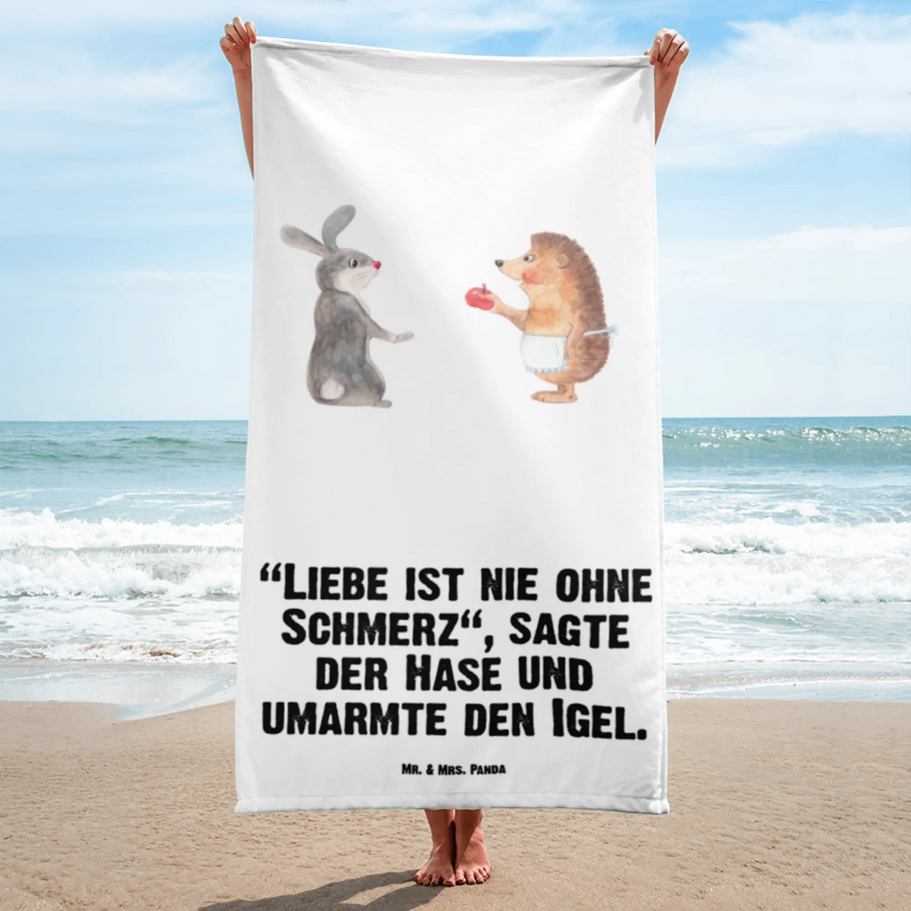 XL Badehandtuch Liebe ist nie ohne Schmerz Handtuch, Badetuch, Duschtuch, Strandtuch, Saunatuch, Tiermotive, Gute Laune, lustige Sprüche, Tiere, Igel und Hase, Igel, Hase, Liebe Spruch, Liebeskummer Geschenk, Herzschmerz, Trösten, Trennungsschmerz, Spruch romantisch