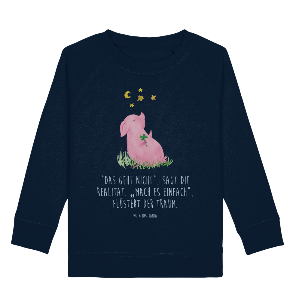 Organic Kinder Pullover Glücksschwein Kinder Pullover, Kinder Sweatshirt, Jungen, Mädchen, Tiermotive, Gute Laune, lustige Sprüche, Tiere, Glücksschwein. Glück, Schwein, Schweinchen, Sterne, Sernchen, Ziele, Träume, Motivation, Glücksbringer