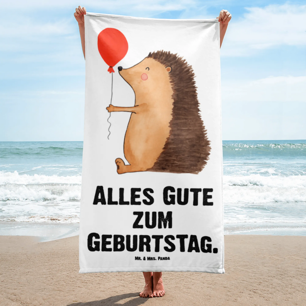 XL Badehandtuch Igel Luftballon Handtuch, Badetuch, Duschtuch, Strandtuch, Saunatuch, Tiermotive, Gute Laune, lustige Sprüche, Tiere, Igel, Geburtstag, Herzlichen Glückwunsch, Glückwunsch, Geburtstagskind, Ballon, Happy Birthday