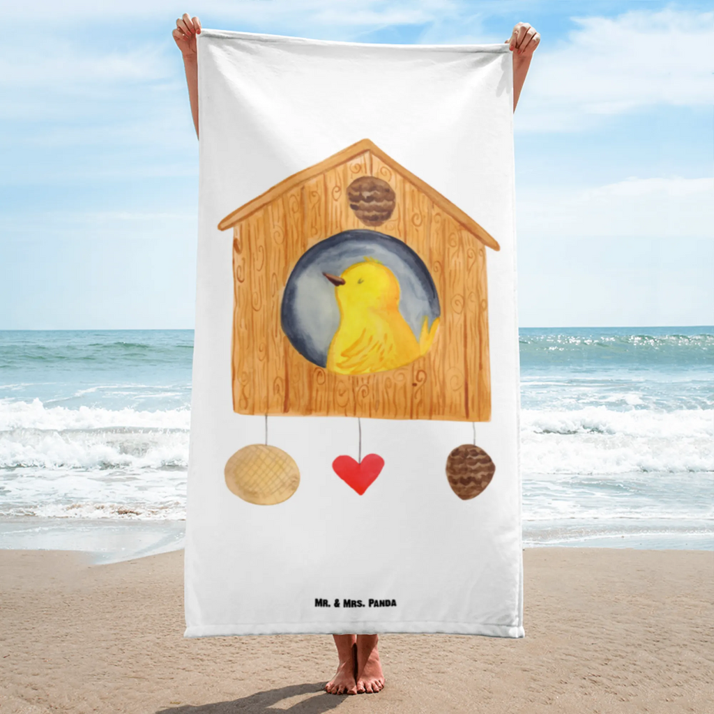 XL Badehandtuch Vogelhaus Home Handtuch, Badetuch, Duschtuch, Strandtuch, Saunatuch, Tiermotive, Gute Laune, lustige Sprüche, Tiere, Vogelhaus, Vogel, Home sweet Home, Einzug, Umzug, Geschenk, Einzugsgeschenk, Hausbau, Haus