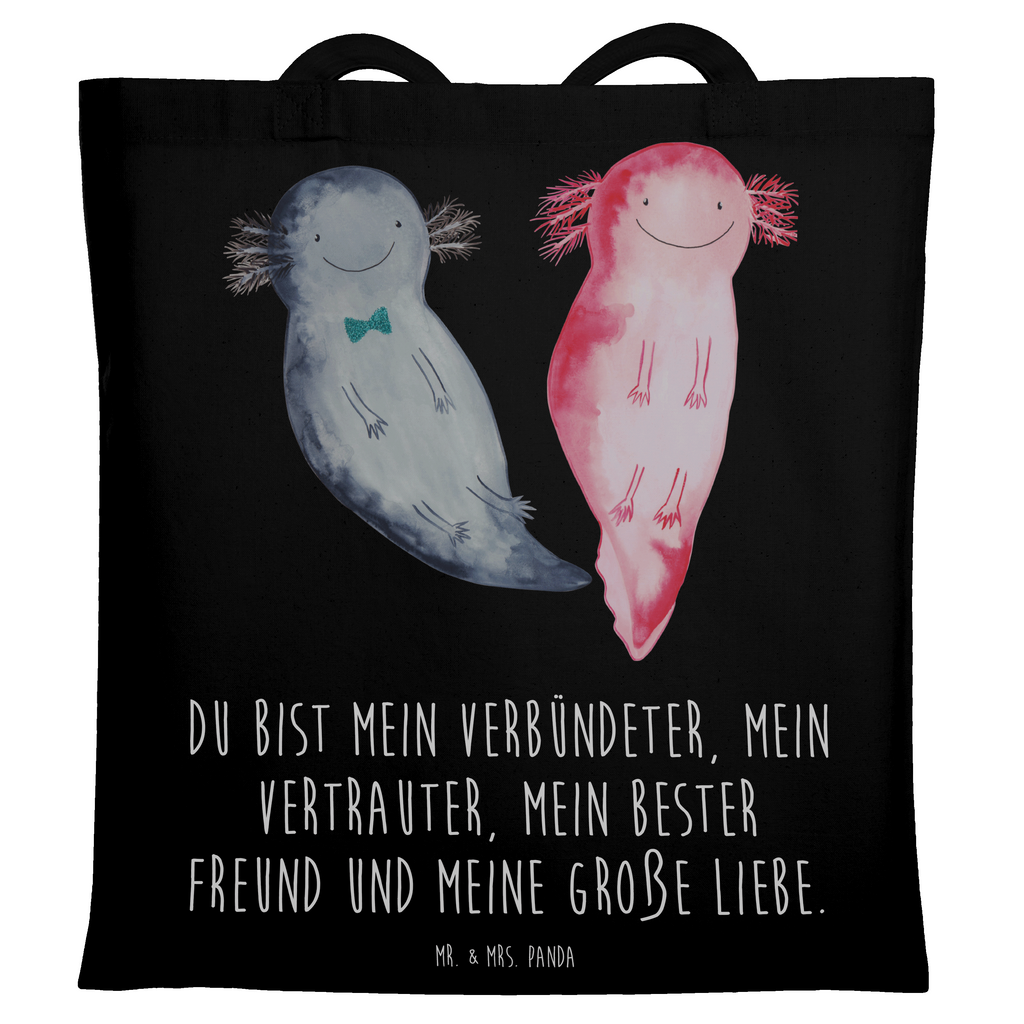 Tragetasche Axolotl Axel+Lotte Beuteltasche, Beutel, Einkaufstasche, Jutebeutel, Stoffbeutel, Tasche, Shopper, Umhängetasche, Strandtasche, Schultertasche, Stofftasche, Tragetasche, Badetasche, Jutetasche, Einkaufstüte, Laptoptasche, Axolotl, Molch, Axolot, Schwanzlurch, Lurch, Lurche, Liebe, große Liebe, Liebesbeweis, Freund, Verlobter, Ehemann, Jahrestag, Valentinstag