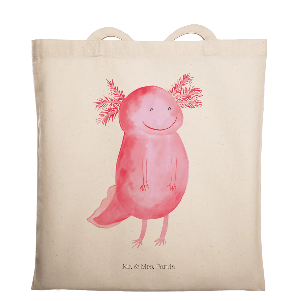 Tragetasche Axolotl Glücklich Beuteltasche, Beutel, Einkaufstasche, Jutebeutel, Stoffbeutel, Tasche, Shopper, Umhängetasche, Strandtasche, Schultertasche, Stofftasche, Tragetasche, Badetasche, Jutetasche, Einkaufstüte, Laptoptasche, Axolotl, Molch, Axolot, Schwanzlurch, Lurch, Lurche, Motivation, gute Laune