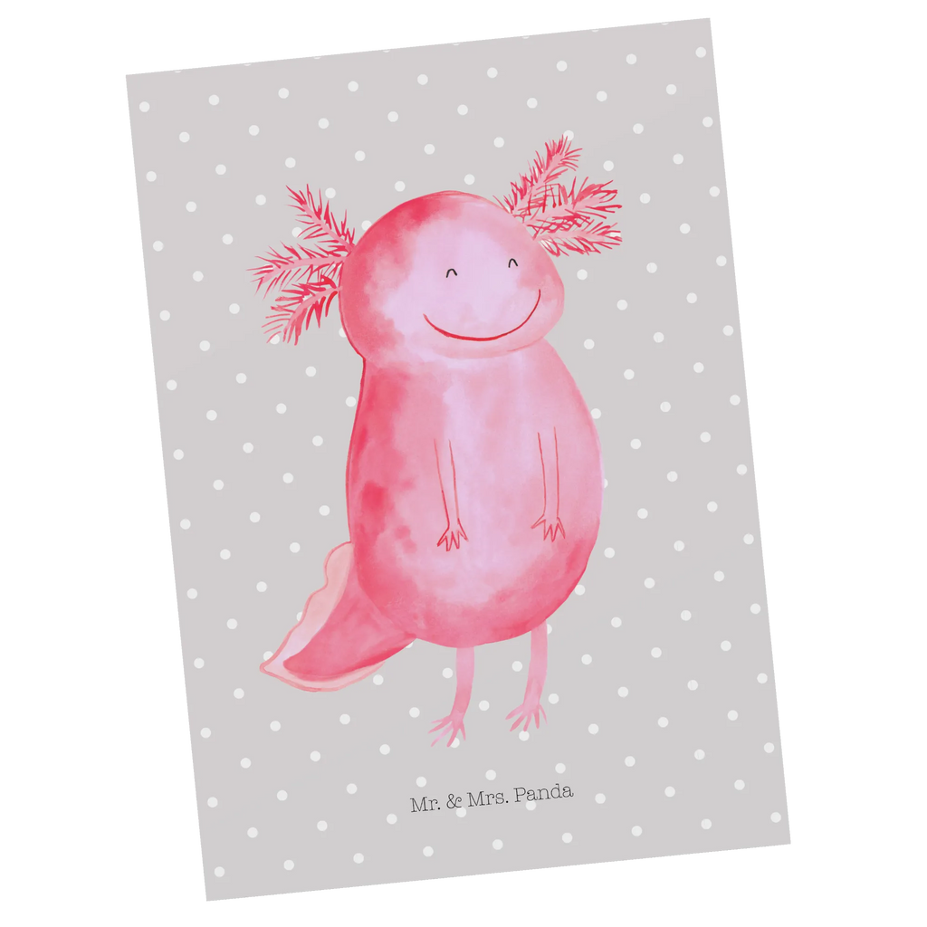 Postkarte Axolotl Glücklich Postkarte, Karte, Geschenkkarte, Grußkarte, Einladung, Ansichtskarte, Geburtstagskarte, Einladungskarte, Dankeskarte, Ansichtskarten, Einladung Geburtstag, Einladungskarten Geburtstag, Axolotl, Molch, Axolot, Schwanzlurch, Lurch, Lurche, Motivation, gute Laune