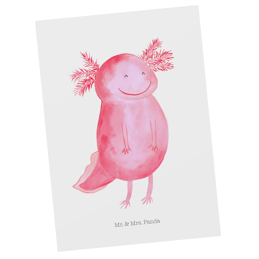 Postkarte Axolotl Glücklich Postkarte, Karte, Geschenkkarte, Grußkarte, Einladung, Ansichtskarte, Geburtstagskarte, Einladungskarte, Dankeskarte, Ansichtskarten, Einladung Geburtstag, Einladungskarten Geburtstag, Axolotl, Molch, Axolot, Schwanzlurch, Lurch, Lurche, Motivation, gute Laune