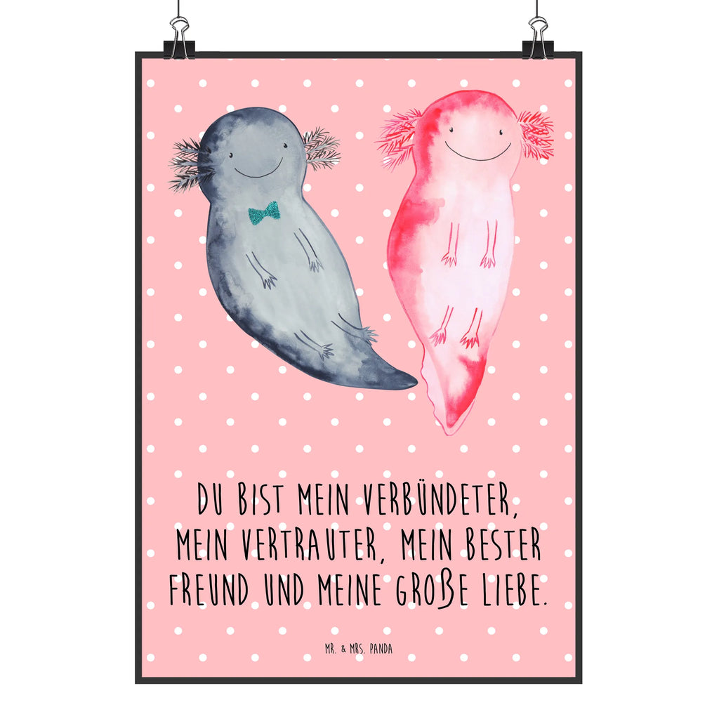 Poster Axolotl Freundin Poster, Wandposter, Bild, Wanddeko, Küchenposter, Kinderposter, Wanddeko Bild, Raumdekoration, Wanddekoration, Handgemaltes Poster, Mr. & Mrs. Panda Poster, Designposter, Kunstdruck, Posterdruck, Axolotl, Molch, Axolot, Schwanzlurch, Lurch, Lurche, Liebe, große Liebe, Liebesbeweis, Freund, Verlobter, Ehemann, Jahrestag, Valentinstag