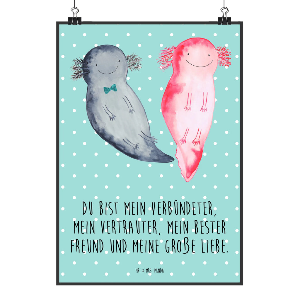 Poster Axolotl Freundin Poster, Wandposter, Bild, Wanddeko, Küchenposter, Kinderposter, Wanddeko Bild, Raumdekoration, Wanddekoration, Handgemaltes Poster, Mr. & Mrs. Panda Poster, Designposter, Kunstdruck, Posterdruck, Axolotl, Molch, Axolot, Schwanzlurch, Lurch, Lurche, Liebe, große Liebe, Liebesbeweis, Freund, Verlobter, Ehemann, Jahrestag, Valentinstag