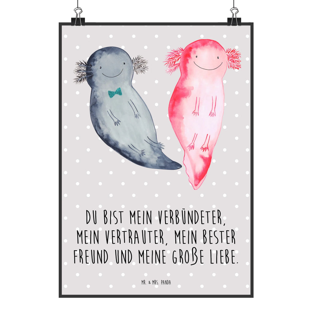 Poster Axolotl Freundin Poster, Wandposter, Bild, Wanddeko, Küchenposter, Kinderposter, Wanddeko Bild, Raumdekoration, Wanddekoration, Handgemaltes Poster, Mr. & Mrs. Panda Poster, Designposter, Kunstdruck, Posterdruck, Axolotl, Molch, Axolot, Schwanzlurch, Lurch, Lurche, Liebe, große Liebe, Liebesbeweis, Freund, Verlobter, Ehemann, Jahrestag, Valentinstag