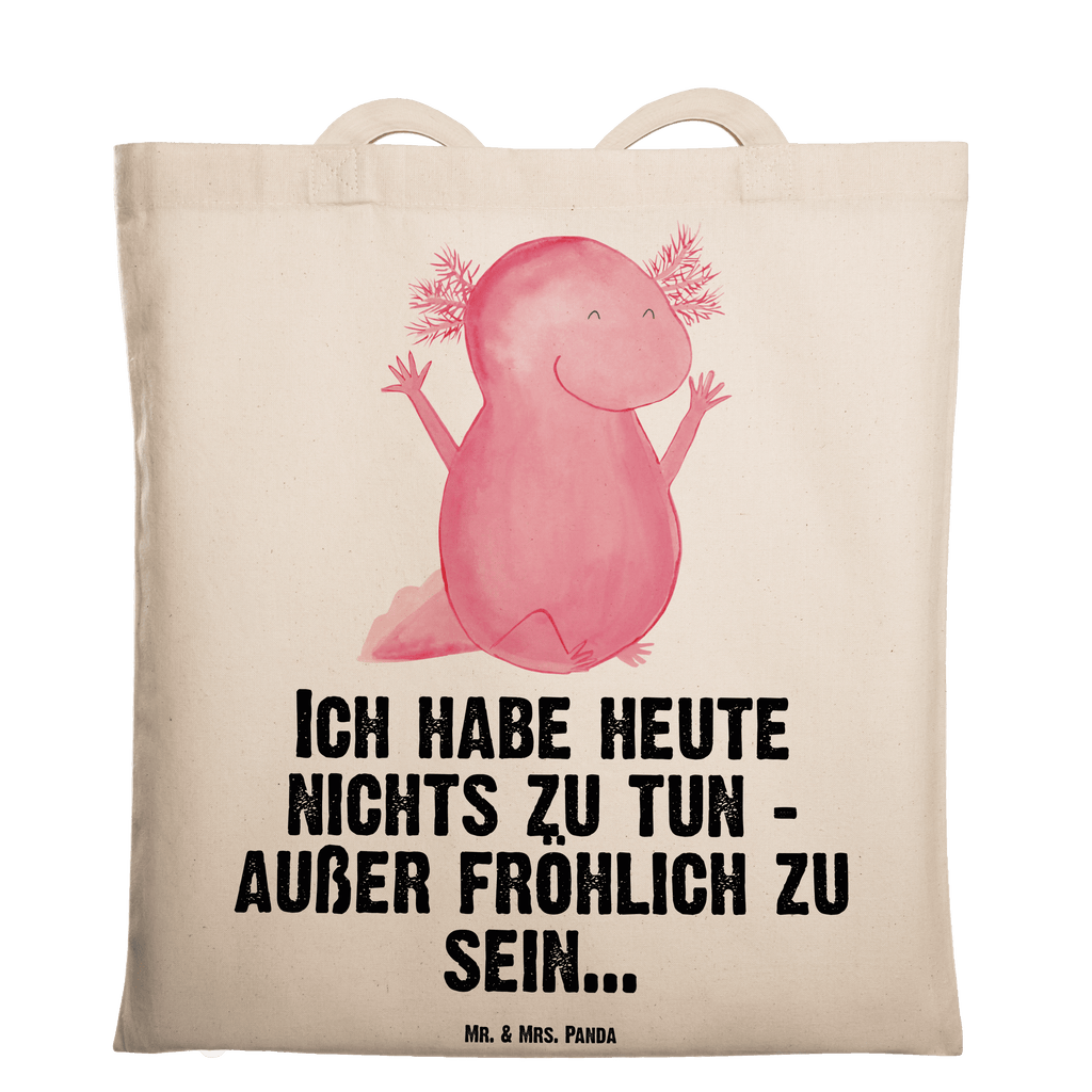 Tragetasche Axolotl Hurra Beuteltasche, Beutel, Einkaufstasche, Jutebeutel, Stoffbeutel, Tasche, Shopper, Umhängetasche, Strandtasche, Schultertasche, Stofftasche, Tragetasche, Badetasche, Jutetasche, Einkaufstüte, Laptoptasche, Axolotl, Molch, Axolot, Schwanzlurch, Lurch, Lurche, fröhlich, Spaß, Freude, Motivation, Zufriedenheit