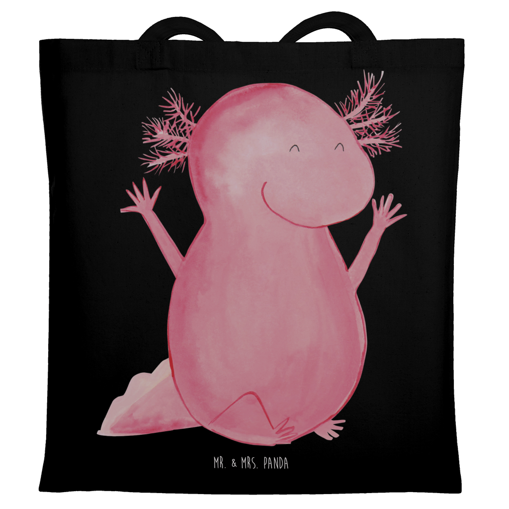 Tragetasche Axolotl Hurra Beuteltasche, Beutel, Einkaufstasche, Jutebeutel, Stoffbeutel, Tasche, Shopper, Umhängetasche, Strandtasche, Schultertasche, Stofftasche, Tragetasche, Badetasche, Jutetasche, Einkaufstüte, Laptoptasche, Axolotl, Molch, Axolot, Schwanzlurch, Lurch, Lurche, fröhlich, Spaß, Freude, Motivation, Zufriedenheit