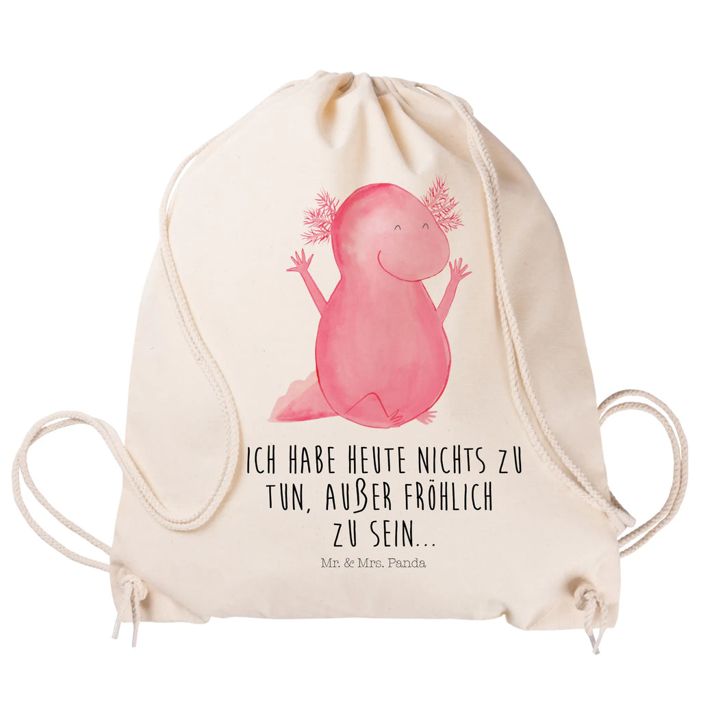 Sportbeutel Axolotl Hurra Sportbeutel, Turnbeutel, Beutel, Sporttasche, Tasche, Stoffbeutel, Sportbeutel Kinder, Gymsack, Beutel Rucksack, Kleine Sporttasche, Sportzubehör, Turnbeutel Baumwolle, Axolotl, Molch, Axolot, Schwanzlurch, Lurch, Lurche, fröhlich, Spaß, Freude, Motivation, Zufriedenheit