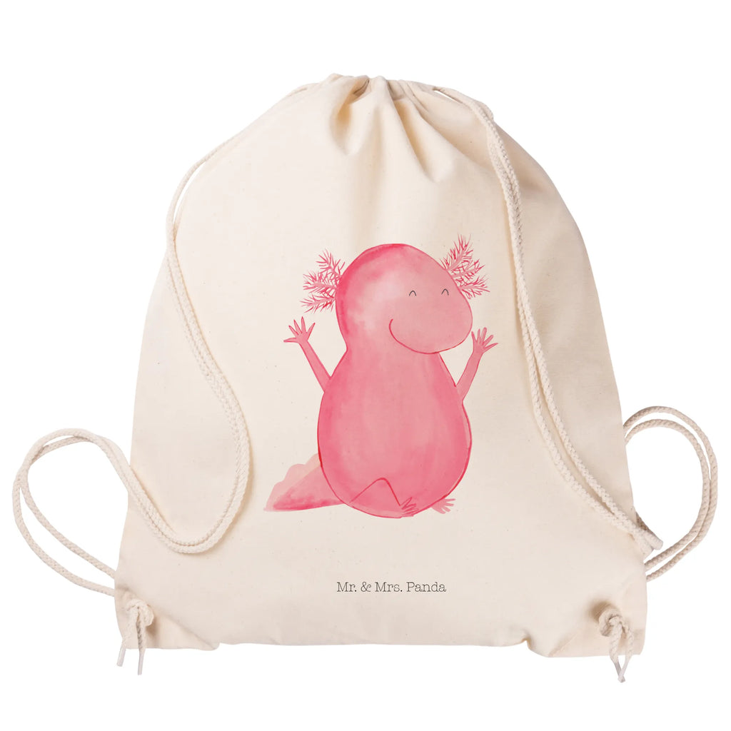 Sportbeutel Axolotl Hurra Sportbeutel, Turnbeutel, Beutel, Sporttasche, Tasche, Stoffbeutel, Sportbeutel Kinder, Gymsack, Beutel Rucksack, Kleine Sporttasche, Sportzubehör, Turnbeutel Baumwolle, Axolotl, Molch, Axolot, Schwanzlurch, Lurch, Lurche, fröhlich, Spaß, Freude, Motivation, Zufriedenheit