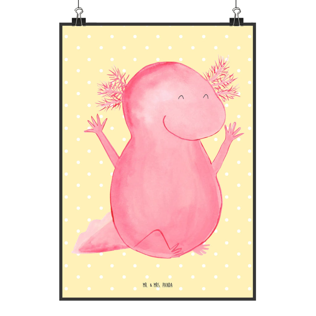 Poster Axolotl Hurra Poster, Wandposter, Bild, Wanddeko, Küchenposter, Kinderposter, Wanddeko Bild, Raumdekoration, Wanddekoration, Handgemaltes Poster, Mr. & Mrs. Panda Poster, Designposter, Kunstdruck, Posterdruck, Axolotl, Molch, Axolot, Schwanzlurch, Lurch, Lurche, fröhlich, Spaß, Freude, Motivation, Zufriedenheit