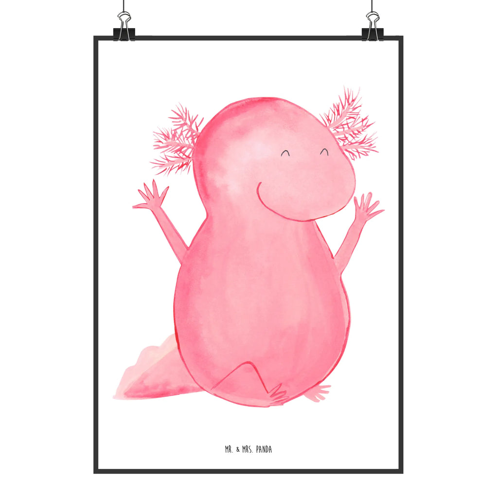 Poster Axolotl Hurra Poster, Wandposter, Bild, Wanddeko, Küchenposter, Kinderposter, Wanddeko Bild, Raumdekoration, Wanddekoration, Handgemaltes Poster, Mr. & Mrs. Panda Poster, Designposter, Kunstdruck, Posterdruck, Axolotl, Molch, Axolot, Schwanzlurch, Lurch, Lurche, fröhlich, Spaß, Freude, Motivation, Zufriedenheit