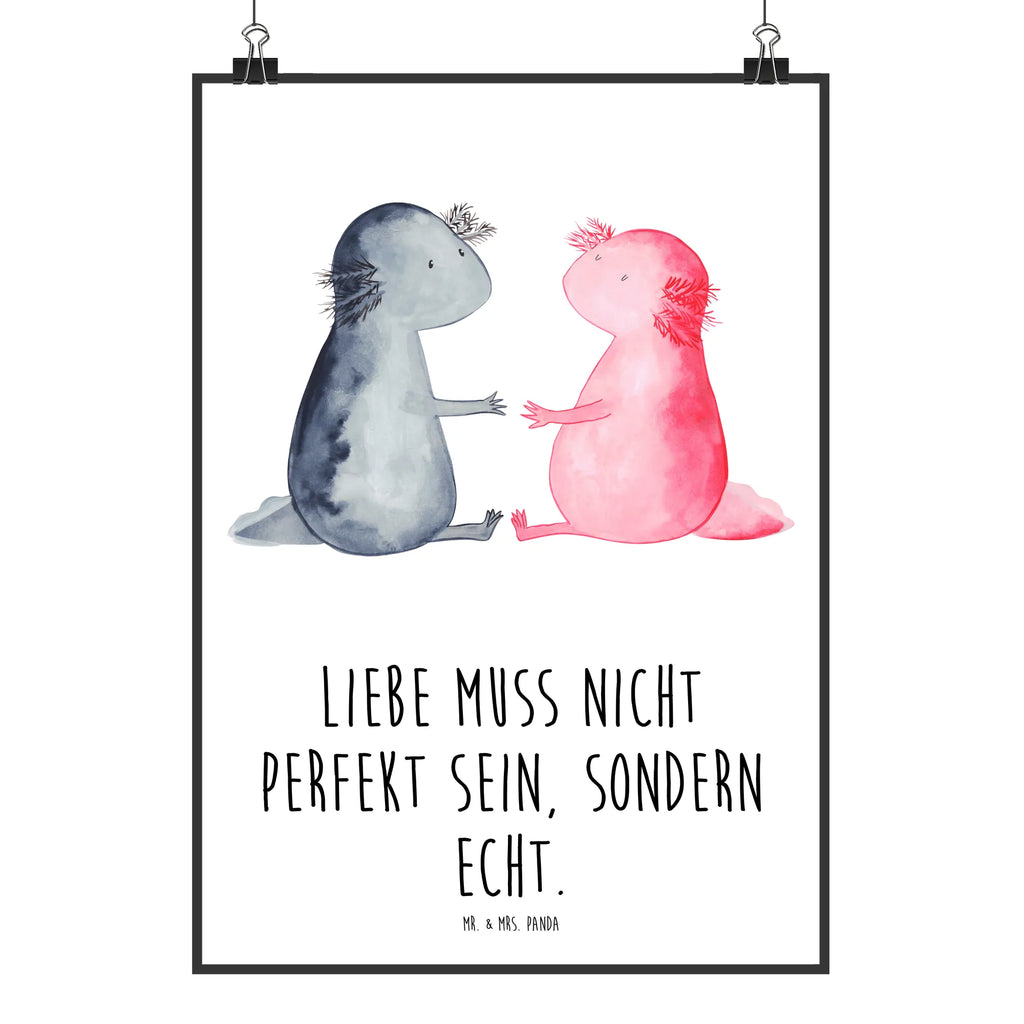 Poster Axolotl Liebe Poster, Wandposter, Bild, Wanddeko, Küchenposter, Kinderposter, Wanddeko Bild, Raumdekoration, Wanddekoration, Handgemaltes Poster, Mr. & Mrs. Panda Poster, Designposter, Kunstdruck, Posterdruck, Axolotl, Molch, Axolot, Schwanzlurch, Lurch, Lurche, Liebe, große Liebe, Liebesbeweis, Freund, Verlobter, Ehemann, Jahrestag, Valentinstag