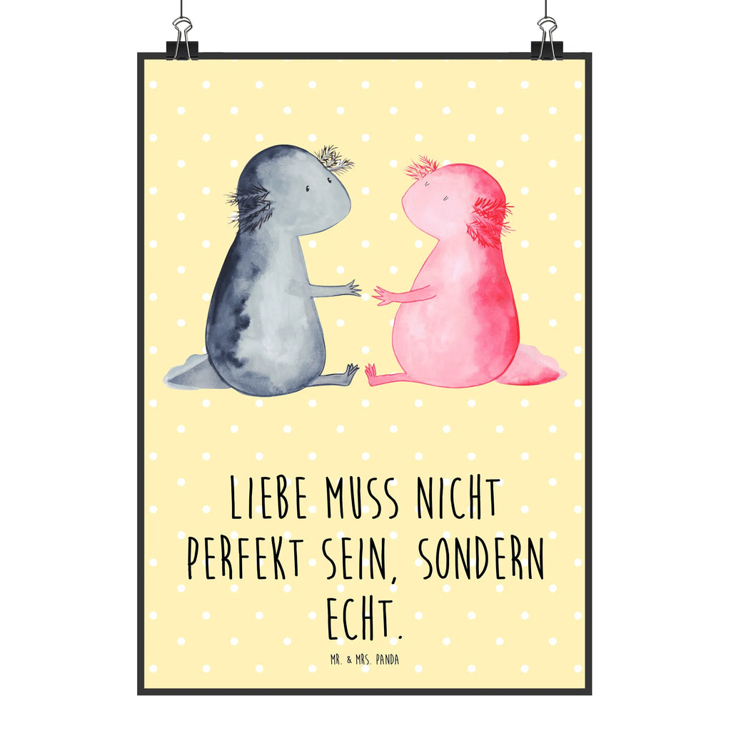 Poster Axolotl Liebe Poster, Wandposter, Bild, Wanddeko, Küchenposter, Kinderposter, Wanddeko Bild, Raumdekoration, Wanddekoration, Handgemaltes Poster, Mr. & Mrs. Panda Poster, Designposter, Kunstdruck, Posterdruck, Axolotl, Molch, Axolot, Schwanzlurch, Lurch, Lurche, Liebe, große Liebe, Liebesbeweis, Freund, Verlobter, Ehemann, Jahrestag, Valentinstag