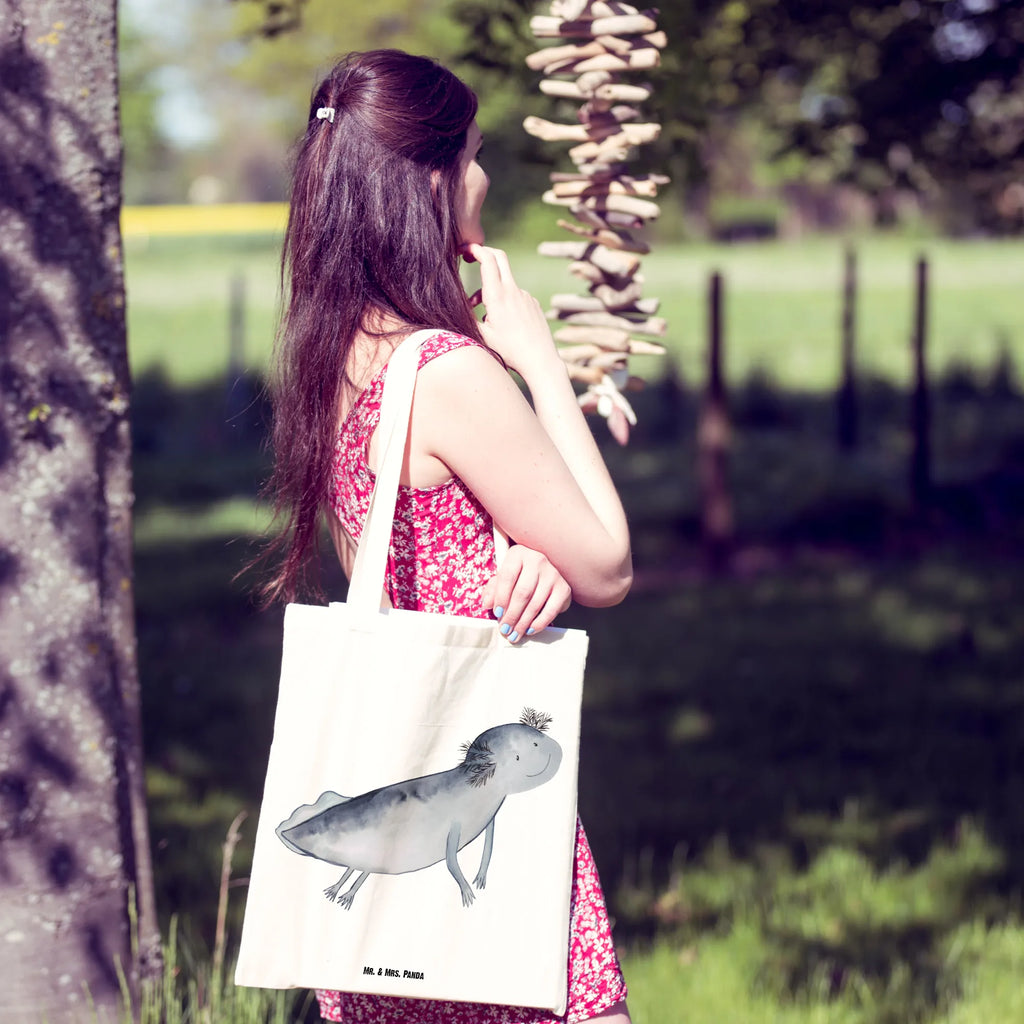 Tragetasche Axolotl schwimmt Beuteltasche, Beutel, Einkaufstasche, Jutebeutel, Stoffbeutel, Tasche, Shopper, Umhängetasche, Strandtasche, Schultertasche, Stofftasche, Tragetasche, Badetasche, Jutetasche, Einkaufstüte, Laptoptasche, Axolotl, Molch, Axolot, Schwanzlurch, Lurch, Lurche, Problem, Probleme, Lösungen, Motivation