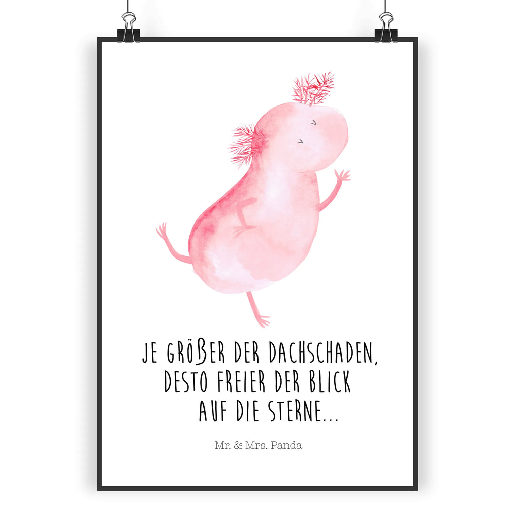 Poster Axolotl Tanzen Poster, Wandposter, Bild, Wanddeko, Küchenposter, Kinderposter, Wanddeko Bild, Raumdekoration, Wanddekoration, Handgemaltes Poster, Mr. & Mrs. Panda Poster, Designposter, Kunstdruck, Posterdruck, Axolotl, Molch, Axolot, Schwanzlurch, Lurch, Lurche, Dachschaden, Sterne, verrückt, Freundin, beste Freundin