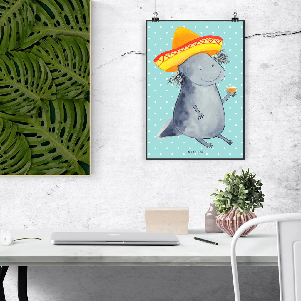 Poster Axolotl Tequila Poster, Wandposter, Bild, Wanddeko, Küchenposter, Kinderposter, Wanddeko Bild, Raumdekoration, Wanddekoration, Handgemaltes Poster, Mr. & Mrs. Panda Poster, Designposter, Kunstdruck, Posterdruck, Axolotl, Molch, Mexico, Mexiko, Sombrero, Zitrone, Tequila, Motivation, Spruch, Schwanzlurch, Lurch, Lurche, Axolot, Feuerdrache, Feuersalamander