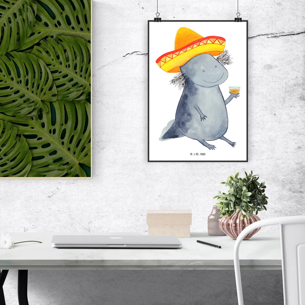 Poster Axolotl Tequila Poster, Wandposter, Bild, Wanddeko, Küchenposter, Kinderposter, Wanddeko Bild, Raumdekoration, Wanddekoration, Handgemaltes Poster, Mr. & Mrs. Panda Poster, Designposter, Kunstdruck, Posterdruck, Axolotl, Molch, Mexico, Mexiko, Sombrero, Zitrone, Tequila, Motivation, Spruch, Schwanzlurch, Lurch, Lurche, Axolot, Feuerdrache, Feuersalamander