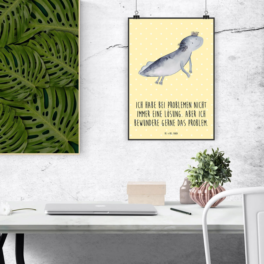 Poster Axolotl Schwimmen Poster, Wandposter, Bild, Wanddeko, Küchenposter, Kinderposter, Wanddeko Bild, Raumdekoration, Wanddekoration, Handgemaltes Poster, Mr. & Mrs. Panda Poster, Designposter, Kunstdruck, Posterdruck, Axolotl, Molch, Axolot, Schwanzlurch, Lurch, Lurche, Problem, Probleme, Lösungen, Motivation