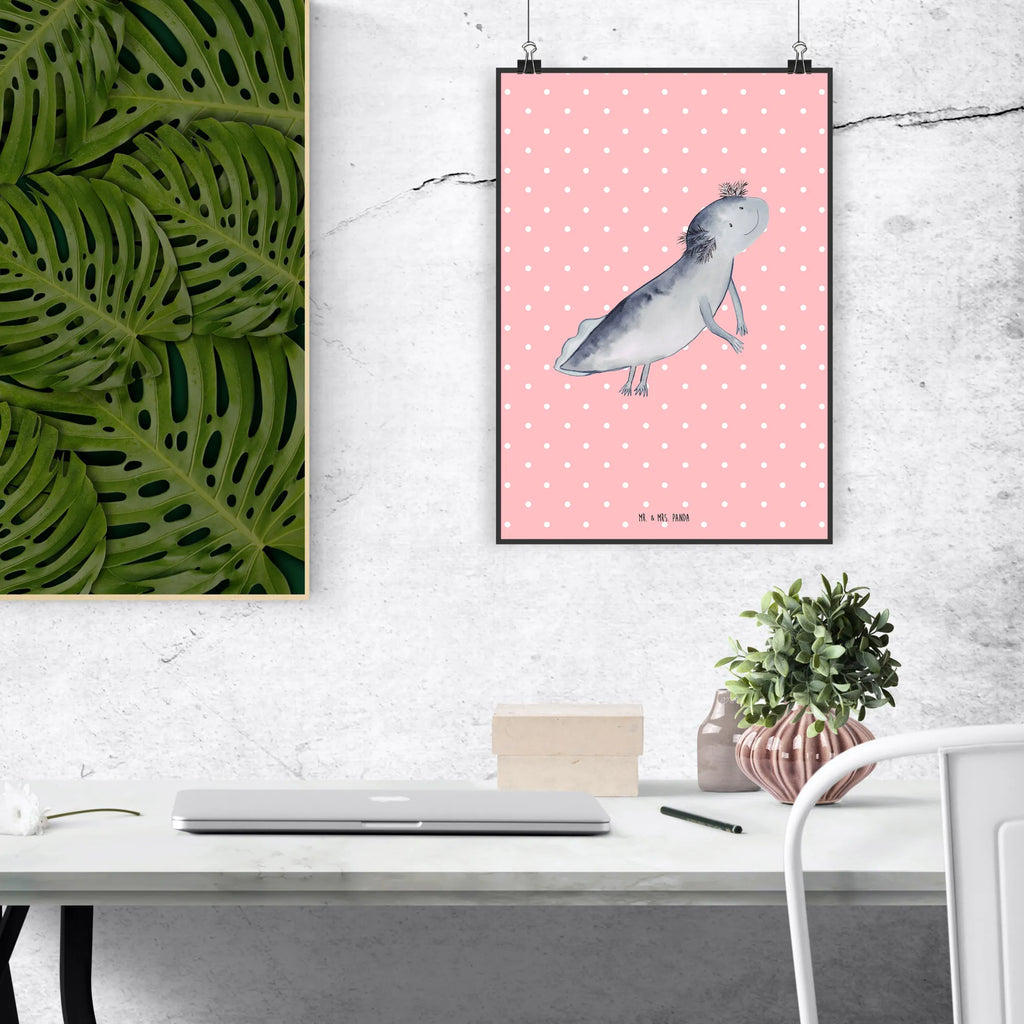 Poster Axolotl Schwimmen Poster, Wandposter, Bild, Wanddeko, Küchenposter, Kinderposter, Wanddeko Bild, Raumdekoration, Wanddekoration, Handgemaltes Poster, Mr. & Mrs. Panda Poster, Designposter, Kunstdruck, Posterdruck, Axolotl, Molch, Axolot, Schwanzlurch, Lurch, Lurche, Problem, Probleme, Lösungen, Motivation