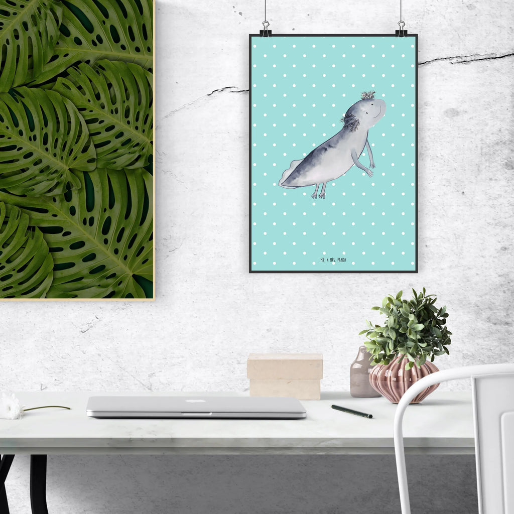 Poster Axolotl Schwimmen Poster, Wandposter, Bild, Wanddeko, Küchenposter, Kinderposter, Wanddeko Bild, Raumdekoration, Wanddekoration, Handgemaltes Poster, Mr. & Mrs. Panda Poster, Designposter, Kunstdruck, Posterdruck, Axolotl, Molch, Axolot, Schwanzlurch, Lurch, Lurche, Problem, Probleme, Lösungen, Motivation