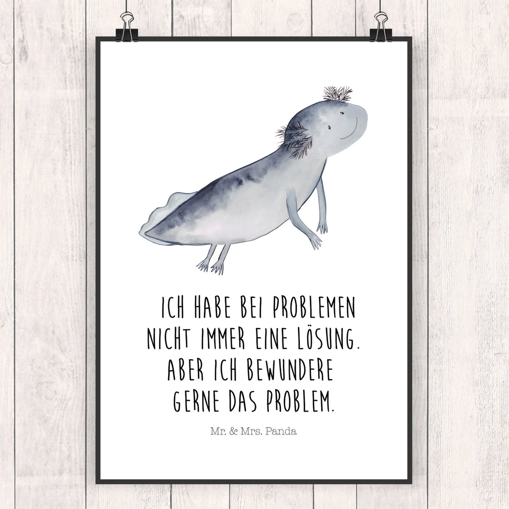 Poster Axolotl Schwimmen Poster, Wandposter, Bild, Wanddeko, Küchenposter, Kinderposter, Wanddeko Bild, Raumdekoration, Wanddekoration, Handgemaltes Poster, Mr. & Mrs. Panda Poster, Designposter, Kunstdruck, Posterdruck, Axolotl, Molch, Axolot, Schwanzlurch, Lurch, Lurche, Problem, Probleme, Lösungen, Motivation