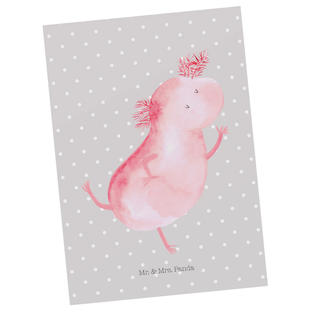 Postkarte Axolotl Tanzen Postkarte, Karte, Geschenkkarte, Grußkarte, Einladung, Ansichtskarte, Geburtstagskarte, Einladungskarte, Dankeskarte, Ansichtskarten, Einladung Geburtstag, Einladungskarten Geburtstag, Axolotl, Molch, Axolot, Schwanzlurch, Lurch, Lurche, Dachschaden, Sterne, verrückt, Freundin, beste Freundin