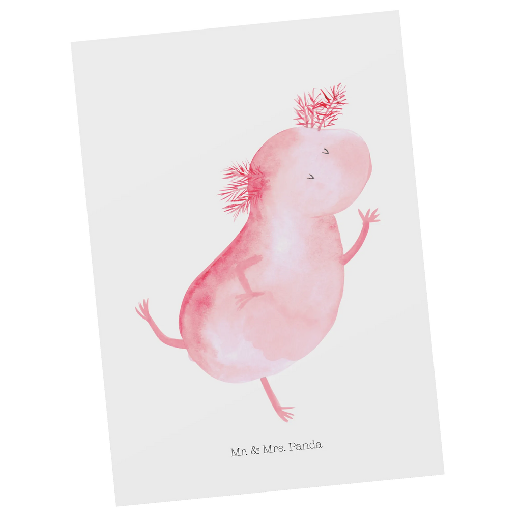 Postkarte Axolotl Tanzen Postkarte, Karte, Geschenkkarte, Grußkarte, Einladung, Ansichtskarte, Geburtstagskarte, Einladungskarte, Dankeskarte, Ansichtskarten, Einladung Geburtstag, Einladungskarten Geburtstag, Axolotl, Molch, Axolot, Schwanzlurch, Lurch, Lurche, Dachschaden, Sterne, verrückt, Freundin, beste Freundin