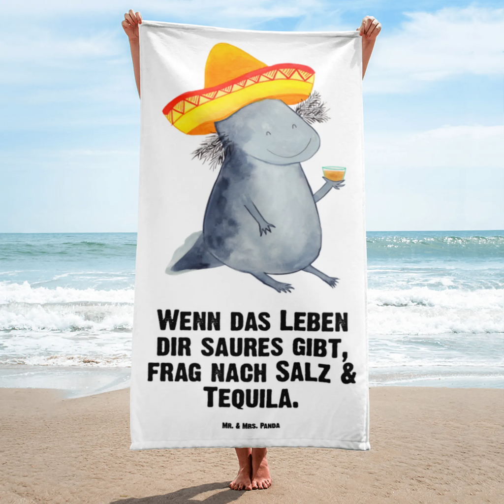 XL Badehandtuch Axolotl Tequila Handtuch, Badetuch, Duschtuch, Strandtuch, Saunatuch, Axolotl, Molch, Mexico, Mexiko, Sombrero, Zitrone, Tequila, Motivation, Spruch, Schwanzlurch, Lurch, Lurche, Axolot, Feuerdrache, Feuersalamander