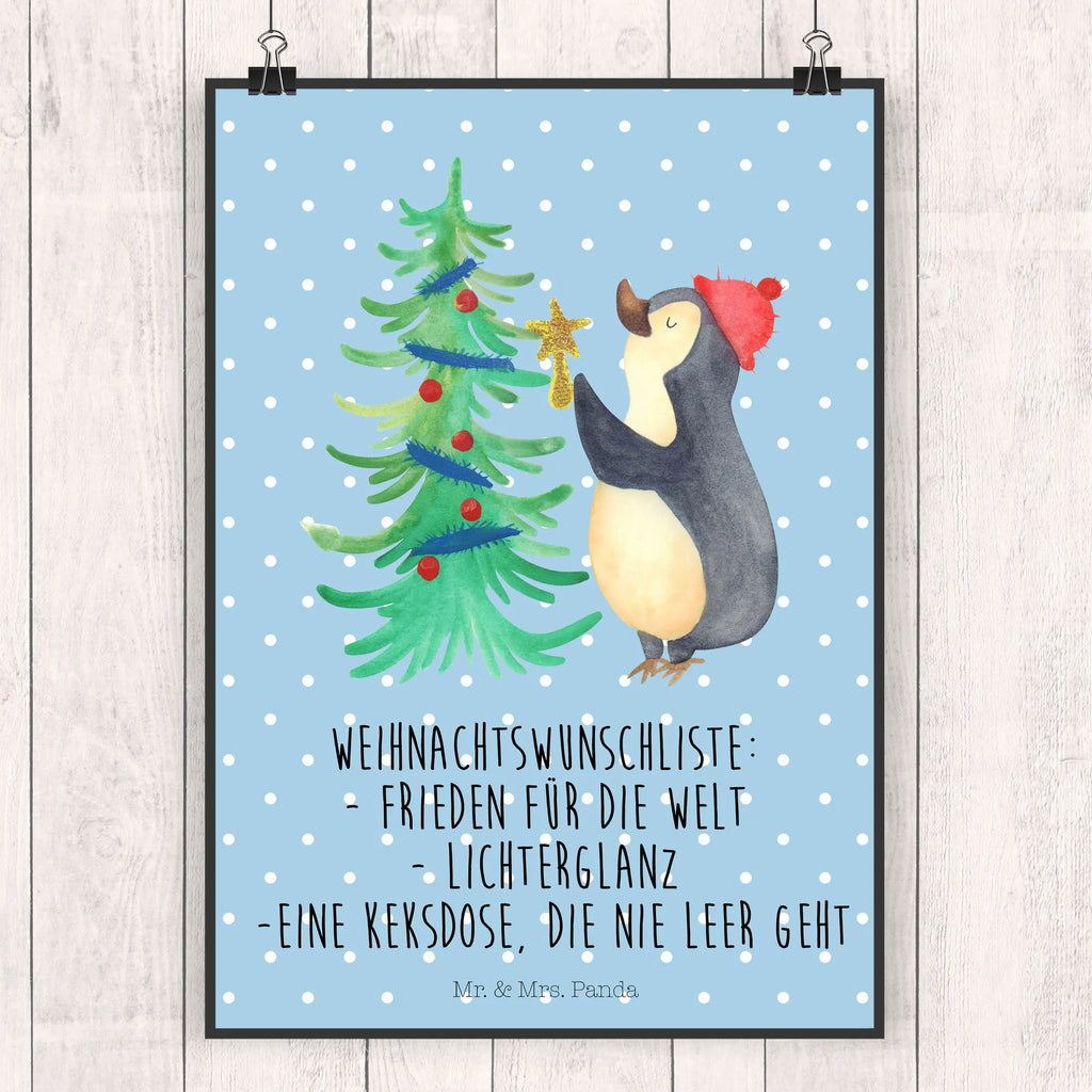 Poster Pinguin Weihnachtsbaum Poster, Wandposter, Bild, Wanddeko, Küchenposter, Kinderposter, Wanddeko Bild, Raumdekoration, Wanddekoration, Handgemaltes Poster, Mr. & Mrs. Panda Poster, Designposter, Kunstdruck, Posterdruck, Winter, Weihnachten, Weihnachtsdeko, Nikolaus, Advent, Heiligabend, Wintermotiv, Pinguin