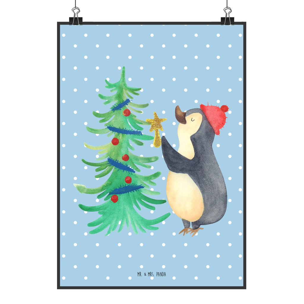 Poster Pinguin Weihnachtsbaum Poster, Wandposter, Bild, Wanddeko, Küchenposter, Kinderposter, Wanddeko Bild, Raumdekoration, Wanddekoration, Handgemaltes Poster, Mr. & Mrs. Panda Poster, Designposter, Kunstdruck, Posterdruck, Winter, Weihnachten, Weihnachtsdeko, Nikolaus, Advent, Heiligabend, Wintermotiv, Pinguin