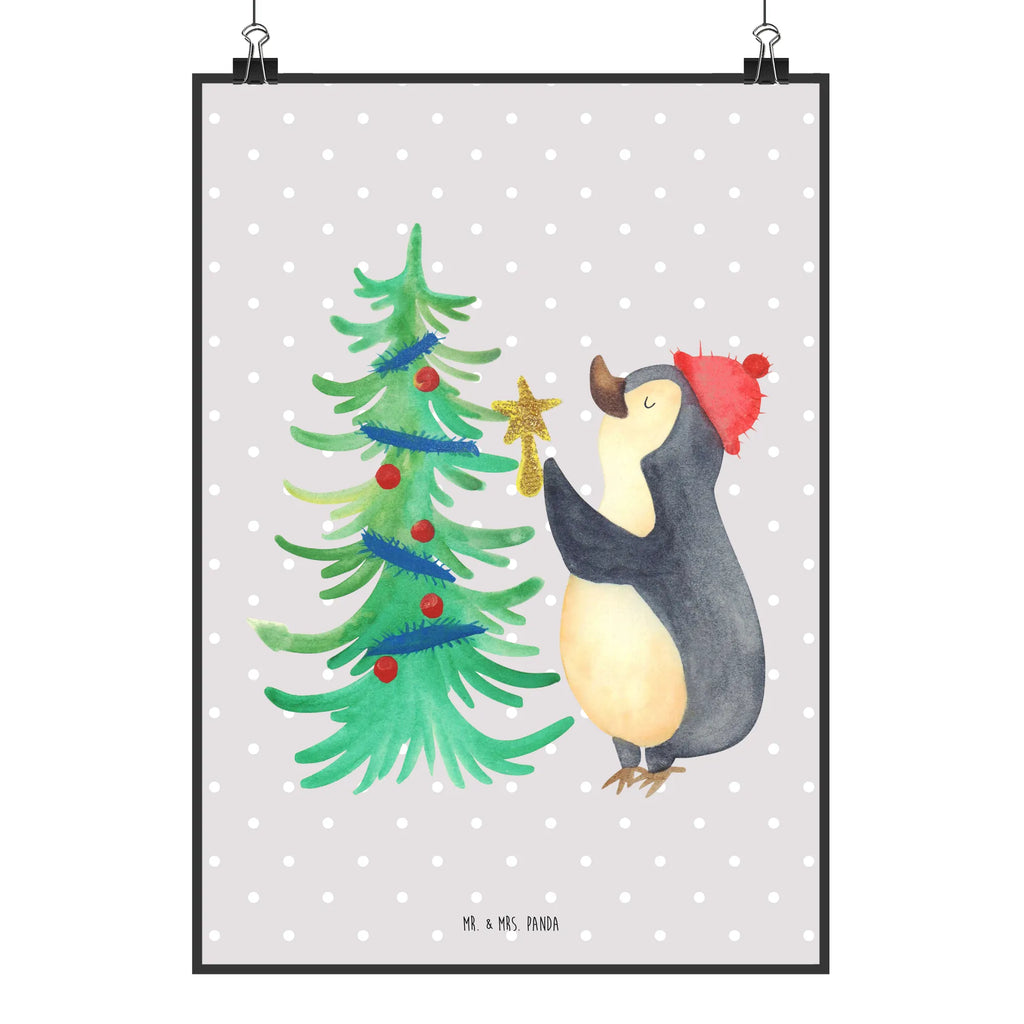 Poster Pinguin Weihnachtsbaum Poster, Wandposter, Bild, Wanddeko, Küchenposter, Kinderposter, Wanddeko Bild, Raumdekoration, Wanddekoration, Handgemaltes Poster, Mr. & Mrs. Panda Poster, Designposter, Kunstdruck, Posterdruck, Winter, Weihnachten, Weihnachtsdeko, Nikolaus, Advent, Heiligabend, Wintermotiv, Pinguin