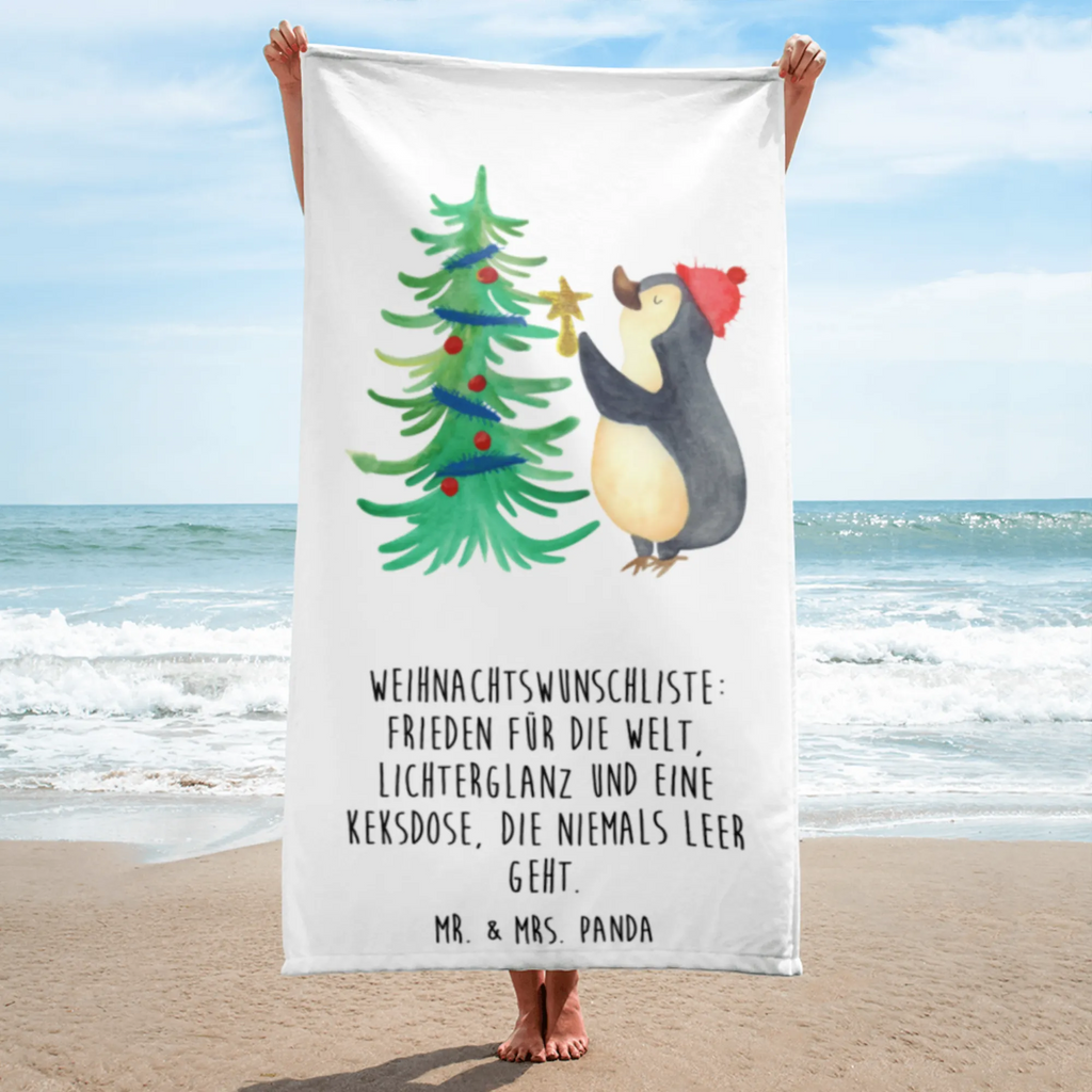 XL Badehandtuch Pinguin Weihnachtsbaum Handtuch, Badetuch, Duschtuch, Strandtuch, Saunatuch, Winter, Weihnachten, Weihnachtsdeko, Nikolaus, Advent, Heiligabend, Wintermotiv, Pinguin