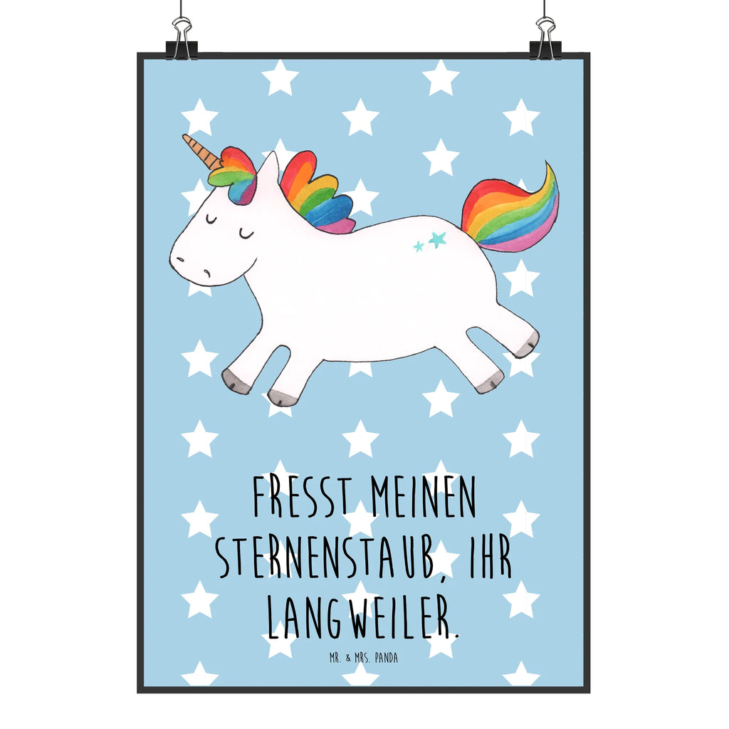 Poster Einhorn Happy Poster, Wandposter, Bild, Wanddeko, Küchenposter, Kinderposter, Wanddeko Bild, Raumdekoration, Wanddekoration, Handgemaltes Poster, Mr. & Mrs. Panda Poster, Designposter, Kunstdruck, Posterdruck, Einhorn, Einhörner, Einhorn Deko, Pegasus, Unicorn, glücklich, fröhlich, Spaß, Freude, Lebensfreude, witzig, spannend, Lächeln, Lachen