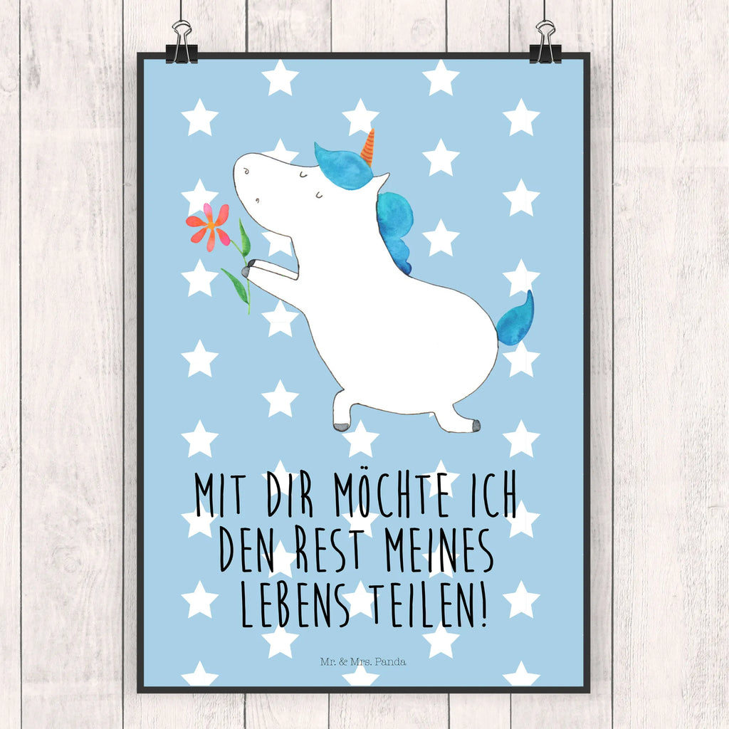 Poster Einhorn Blume Poster, Wandposter, Bild, Wanddeko, Küchenposter, Kinderposter, Wanddeko Bild, Raumdekoration, Wanddekoration, Handgemaltes Poster, Mr. & Mrs. Panda Poster, Designposter, Kunstdruck, Posterdruck, Einhorn, Einhörner, Einhorn Deko, Unicorn, Liebe, Liebesbeweis, Antrag, Heiratsantrag, Verlobung, Ehepaar, Pärchen, Partner, Freund, Freundin, Ehe, heiraten