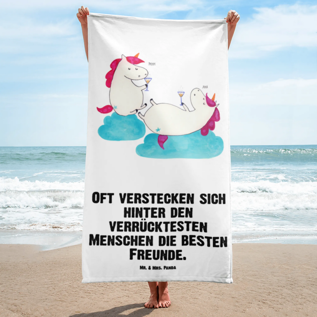 XL Badehandtuch Einhörner Sekt Handtuch, Badetuch, Duschtuch, Strandtuch, Saunatuch, Einhorn, Einhörner, Einhorn Deko, Pegasus, Unicorn, Freundinnen, Freundin, BFF, Sekt, Mädelsabend, Spaß, Party, Korken, Anstoßen, Beste