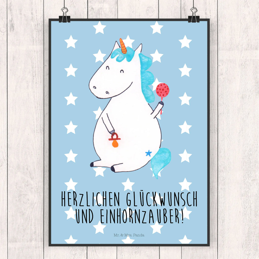 Poster Einhorn Baby Poster, Wandposter, Bild, Wanddeko, Küchenposter, Kinderposter, Wanddeko Bild, Raumdekoration, Wanddekoration, Handgemaltes Poster, Mr. & Mrs. Panda Poster, Designposter, Kunstdruck, Posterdruck, Einhorn, Einhörner, Einhorn Deko, Pegasus, Unicorn, Mutter, Geburt, Geburtstag, erstes Kind, Baby, Babyglück, Nachwuchs, Eltern, Party, Kind, Schnuller