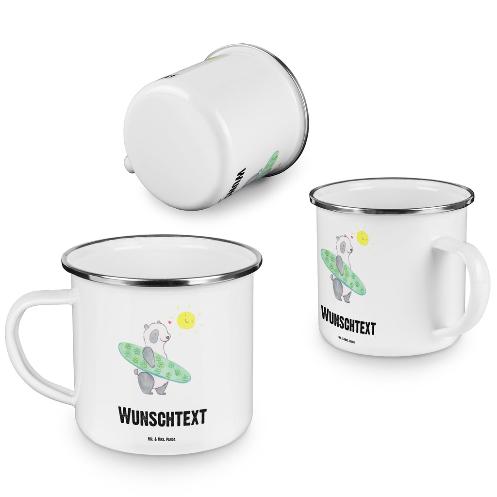 Personalisierte Emaille Tasse Panda Surfen Emaille Tasse personalisiert, Emaille Tasse mit Namen, Campingtasse personalisiert, Namenstasse, Campingtasse bedrucken, Campinggeschirr personalsisert, tasse mit namen, personalisierte tassen, personalisierte tasse, tasse selbst gestalten, tasse bedrucken, tassen bedrucken, Geschenk, Sport, Sportart, Hobby, Schenken, Danke, Dankeschön, Auszeichnung, Gewinn, Sportler, Wellenreiten, Surfen, Surfschule