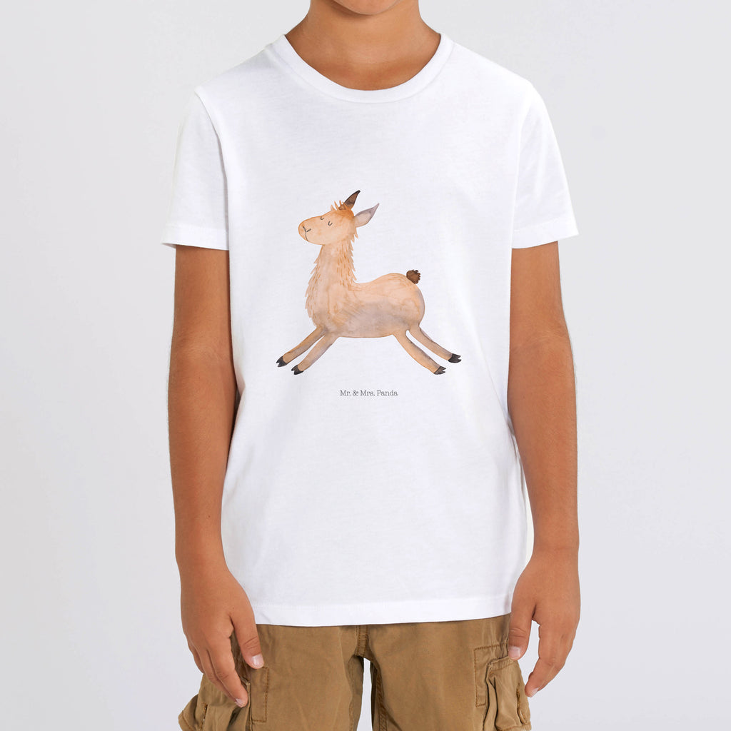 Organic Kinder T-Shirt Lama Springen Kinder T-Shirt, Kinder T-Shirt Mädchen, Kinder T-Shirt Jungen, Lama, Alpaka, Lamas, Lieblingstag, Happy day, fröhlich, Glück, Freundin, Liebeskummer, Neustart, guten Morgen, Start, Prüfung, Abitur