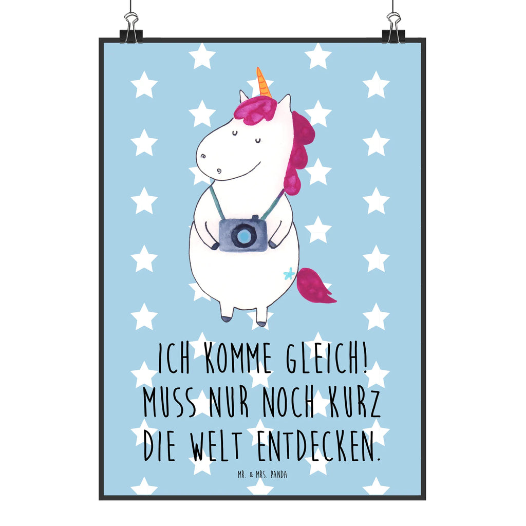 Poster Einhorn Fotograf Poster, Wandposter, Bild, Wanddeko, Küchenposter, Kinderposter, Wanddeko Bild, Raumdekoration, Wanddekoration, Handgemaltes Poster, Mr. & Mrs. Panda Poster, Designposter, Kunstdruck, Posterdruck, Einhorn, Einhörner, Einhorn Deko, Pegasus, Unicorn, Fotograf, Fotografie, Kamera, Reisen, Weltreise, Weltenbummler, Urlaub, Tourist, Kurztrip, Reise, Städtereise